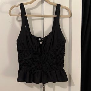 Topshop Black Scoop Neck Tie Front Cami Top — Size 10